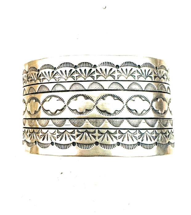 Navajo Hand Stamped Sterling Silver Cuff Bracelet