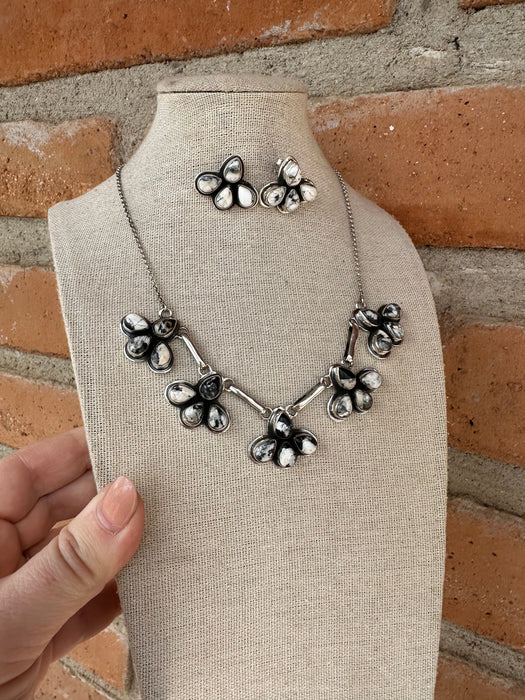 “The Sunny Set” Beautiful Handmade Sterling Silver & White Buffalo Necklace Set