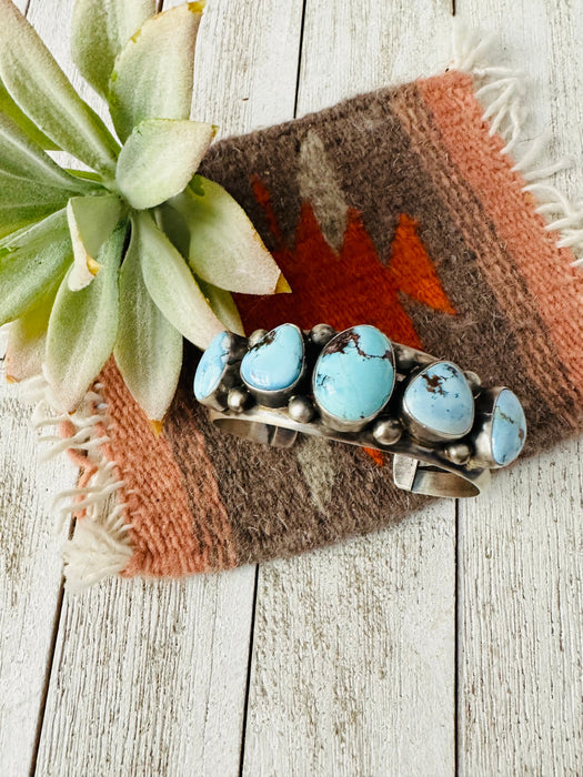 Navajo Golden Hills Turquoise & Sterling Silver Cuff Bracelet