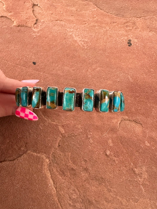 Handmade Sterling Silver & Turquoise Adjustable Cuff Bracelet