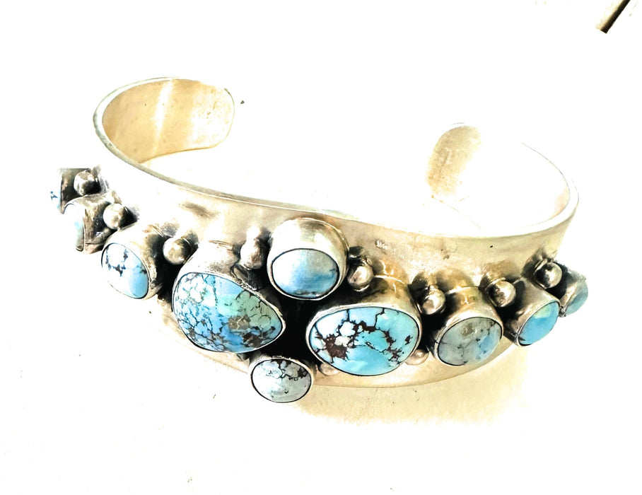 Navajo Golden Hills Turquoise & Sterling Silver Cuff Bracelet