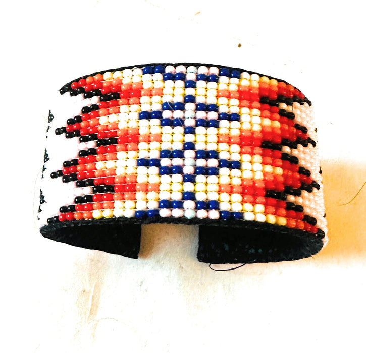 Navajo Made Beaded Leather Bracelet