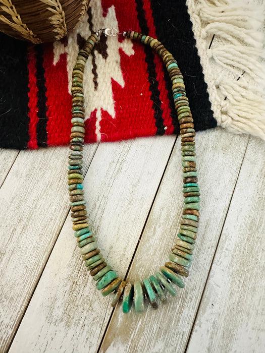 Navajo Chunky Royston Turquoise & Sterling Silver Beaded Necklace 18”