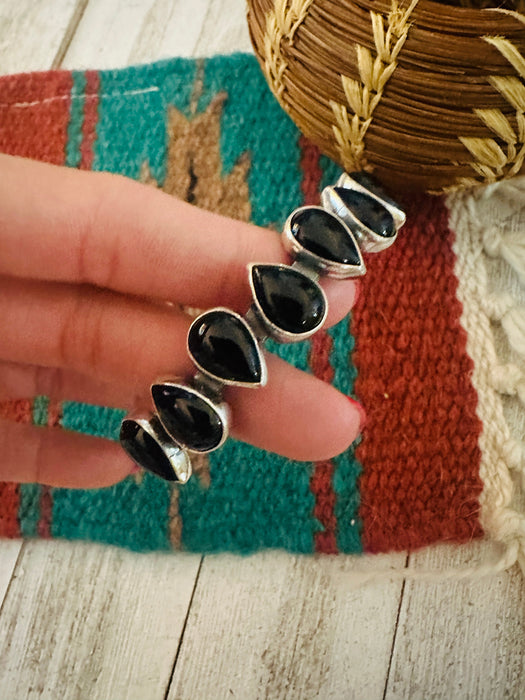 Navajo Sterling Silver & Onyx Cuff Bracelet