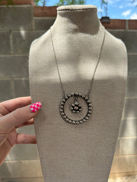 Handmade Sterling Silver Ball Circle Necklace Signed Nizhoni