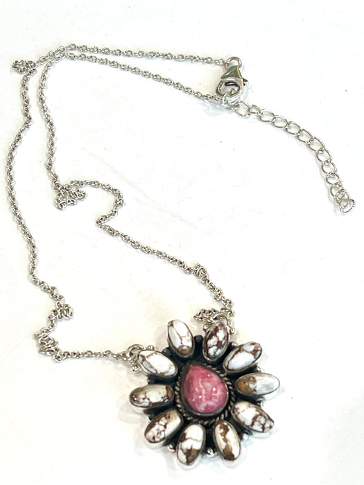 Handmade Sterling Silver & Multi Stone Necklace Signed Nizhoni