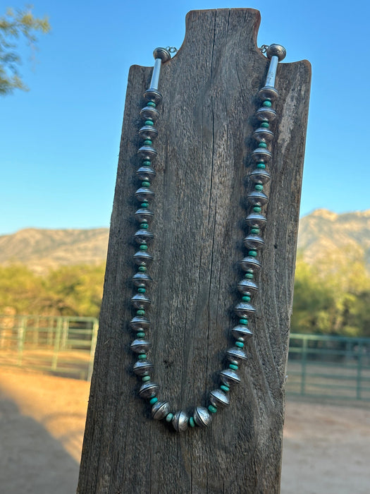 Navajo James McCabe Sterling Silver & Turquoise Liberty Dime Necklace