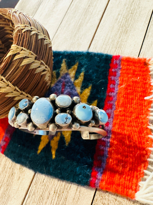 Navajo Golden Hills Turquoise & Sterling Silver Cuff Bracelet by Kathleen Chavez