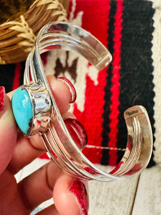 Navajo Kingman Turquoise & Sterling Silver Cuff Bracelet