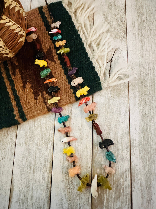 Zuni Multi Stone & Heishi Beaded Fetish Necklace