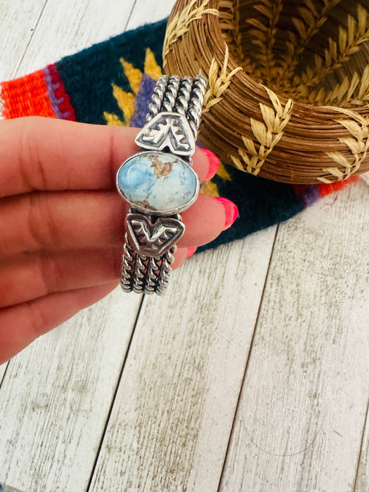 Navajo Sterling Silver & Golden Hills Turquoise Cuff Bracelet