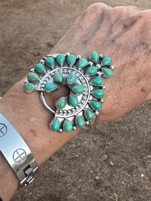 Navajo Turquoise & Sterling Silver Naja Cuff Bracelet