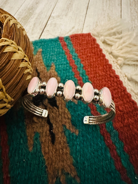 Navajo Queen Pink Conch & Sterling Silver Cuff Bracelet