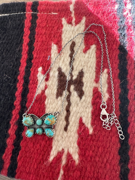 Beautiful Handmade Sterling Silver & Turquoise Butterfly Necklace