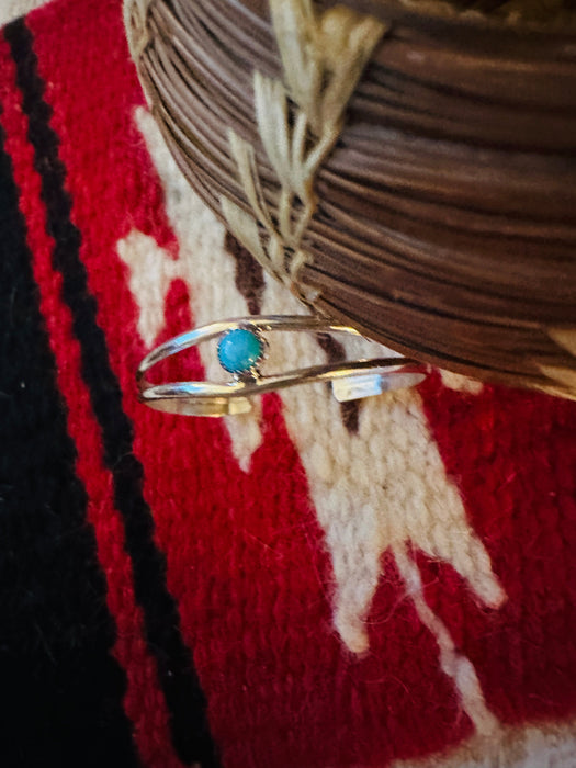 Navajo Sterling Silver & Turquoise Baby Cuff Bracelet