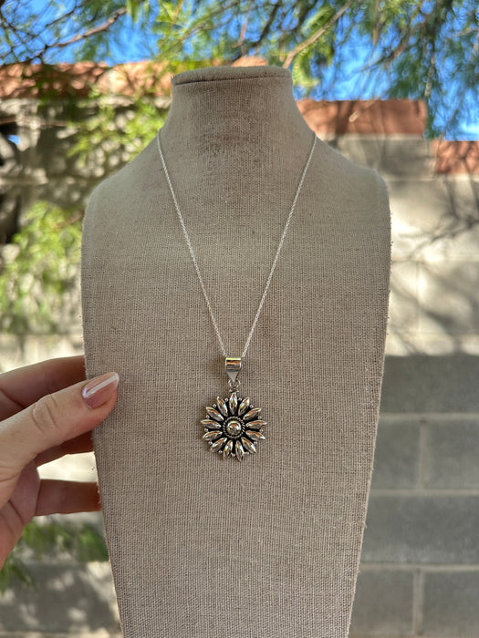 Handmade Sterling Silver Flower Necklace