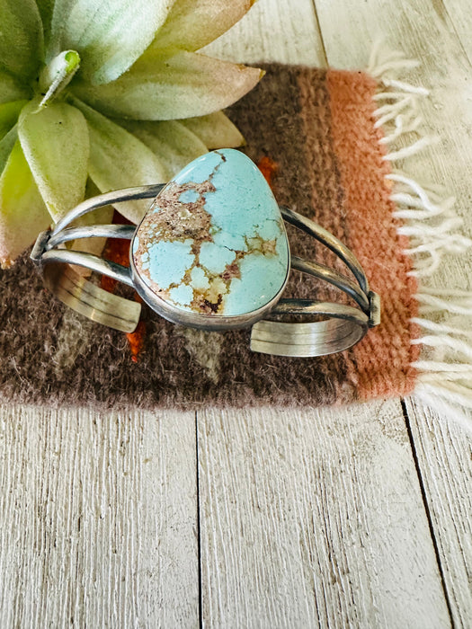 Navajo Golden Hills Turquoise & Sterling Silver Cuff Bracelet