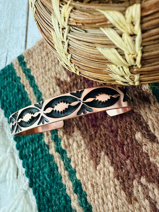 Navajo Hand Stamped Copper Cuff Bracelet