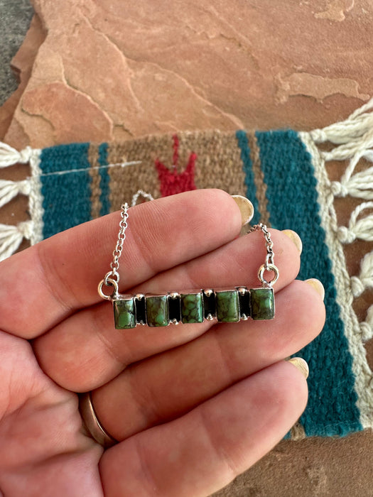 Handmade Sterling Silver & Sonoran Turquoise Bar Necklace