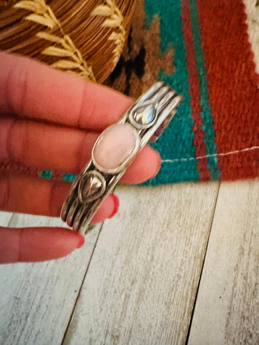 Navajo Queen Pink Conch Shell & Sterling Silver Cuff Bracelet