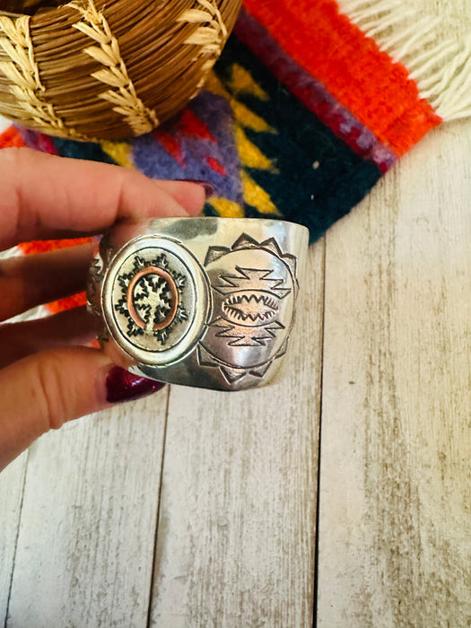 Navajo Copper and Sterling Silver Cuff Bracelet Signed