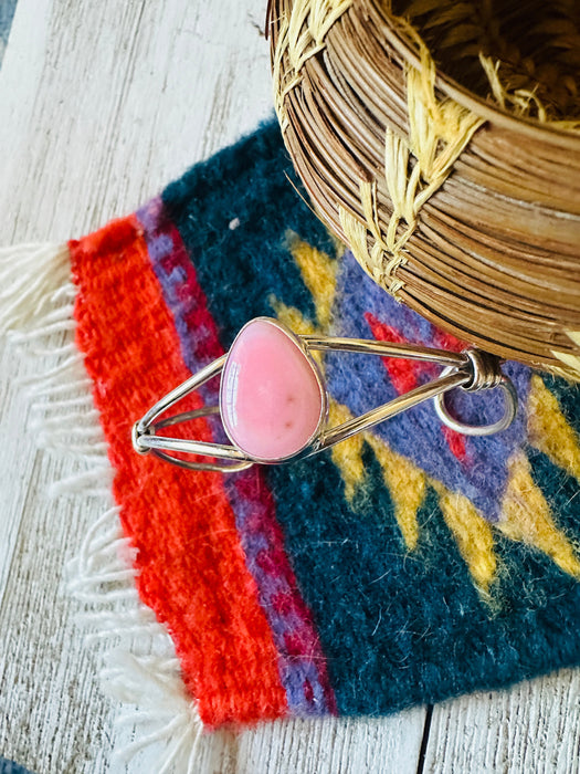 Navajo Queen Pink Conch Shell & Sterling Silver Cuff Bracelet