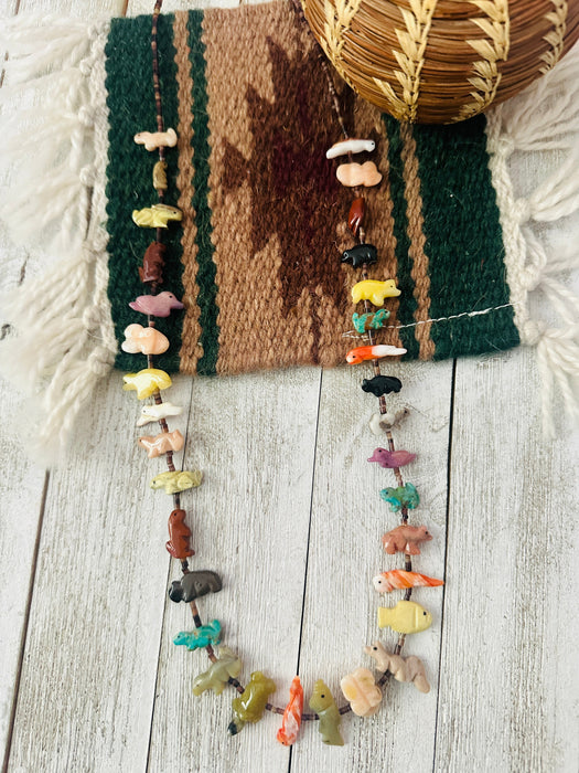 Zuni Multi Stone & Heishi Beaded Fetish Necklace