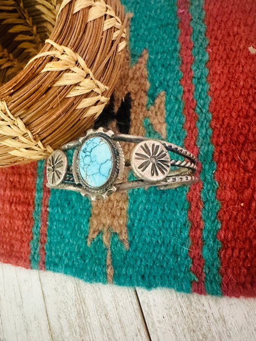 Old Pawn Navajo Sterling Silver & Turquoise Cuff Bracelet