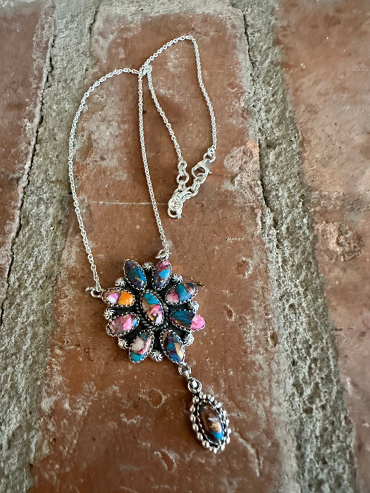 Blooming Cluster Handmade Sterling Silver & Pink Dream Mojave Necklace