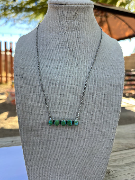 Handmade Sterling Silver & Sonoran Mountain Turquoise Bar Necklace