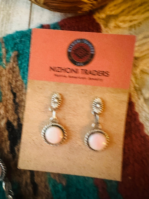 Navajo Queen Pink Conch, Wild Horse & Sterling Silver Necklace Set