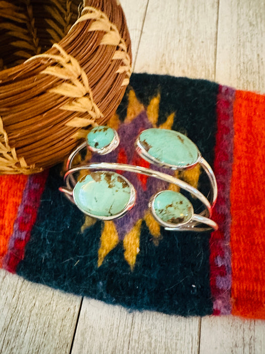 Navajo Sterling Silver & Turquoise Cuff Bracelet by Francis Fred