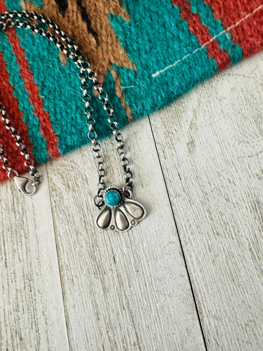 Navajo Sterling Silver & Turquoise Concho Necklace