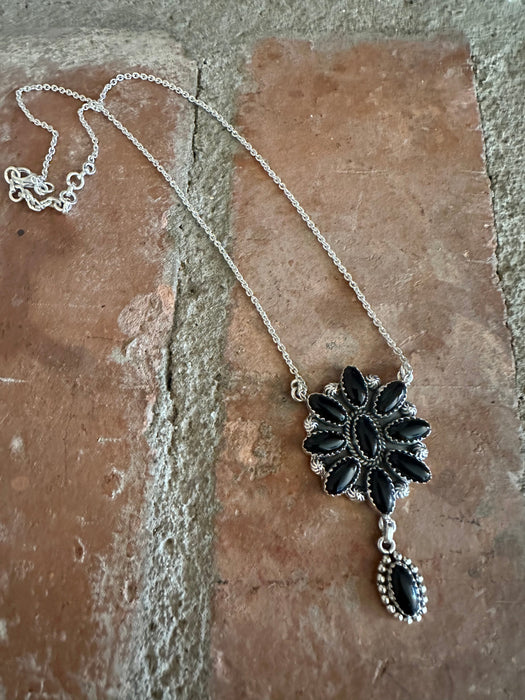 Blooming Cluster Handmade Sterling Silver & Onyx Necklace