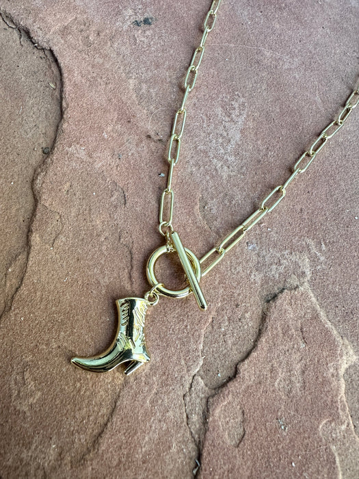 “The Golden Collection” Handmade 14k Gold Plated BOOT Necklace