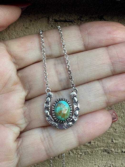 Handmade Turquoise & Sterling Silver Horseshoe  Necklace