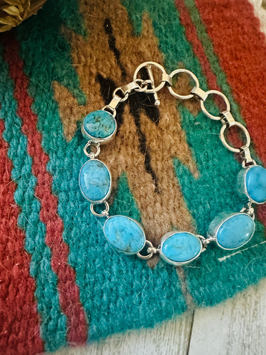 Navajo Turquoise & Sterling Silver Link Bracelet