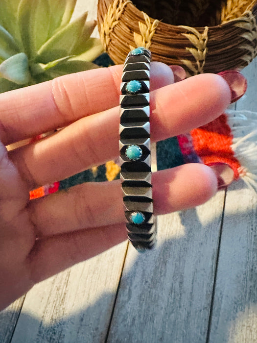 Navajo Sterling Silver & Turquoise Bangle Bracelet