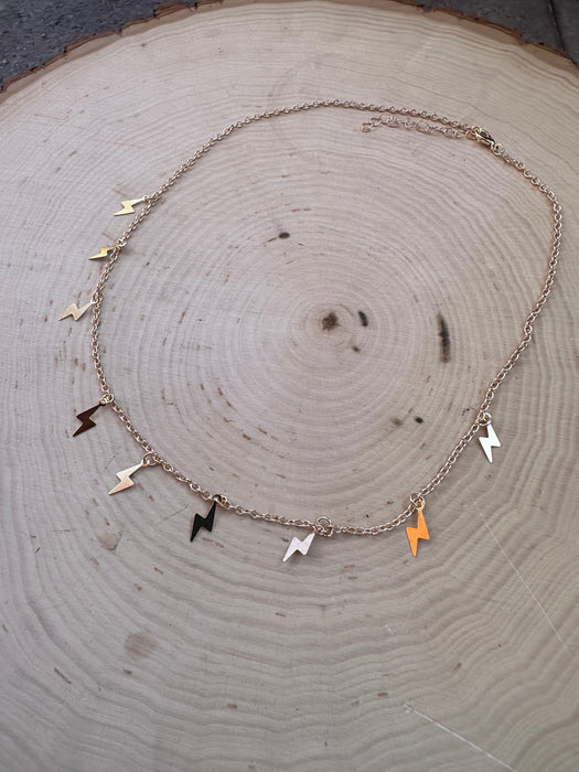 “The Golden Collection” Lightning Bolt Handmade 14k Gold Plated Necklace