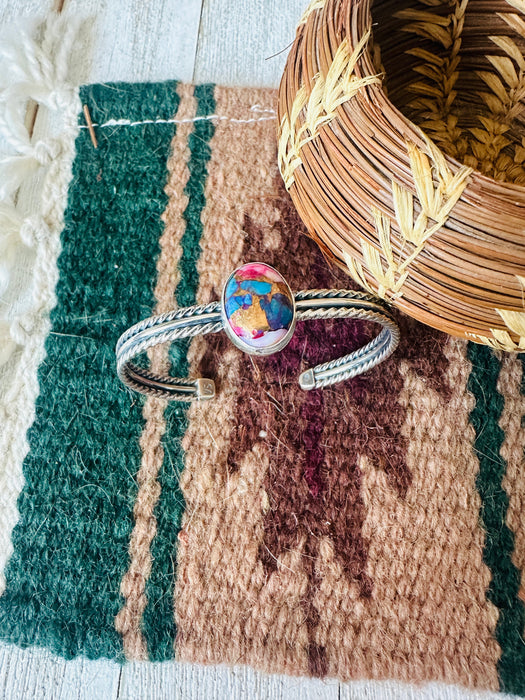 Navajo Pink Dream Mojave & Sterling Silver Cuff Bracelet