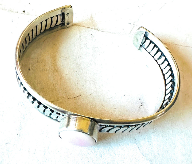 Navajo Queen Pink Conch Shell & Sterling Silver Cuff Bracelet