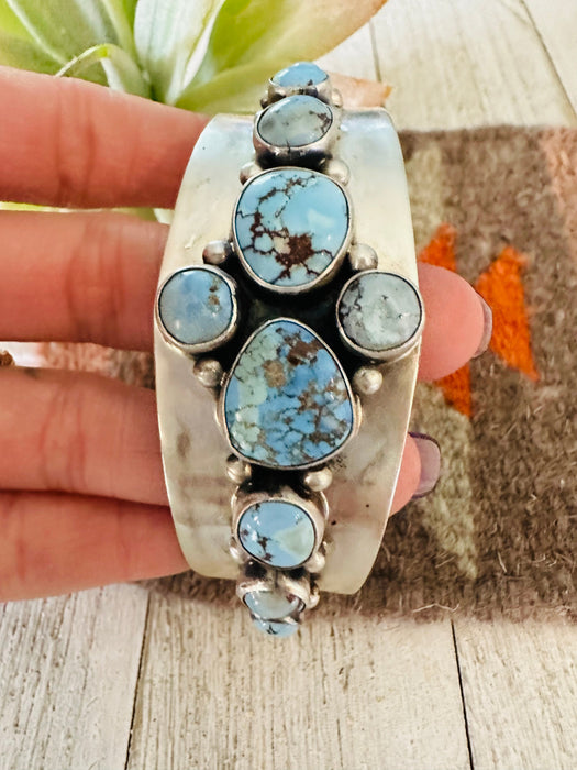 Navajo Golden Hills Turquoise & Sterling Silver Cuff Bracelet