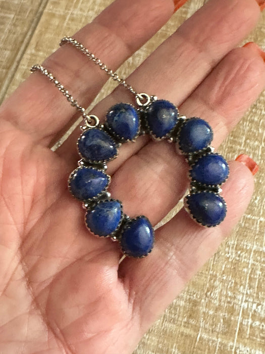 Handmade Sterling Silver & Lapis Naja Necklace Signed Nizhoni