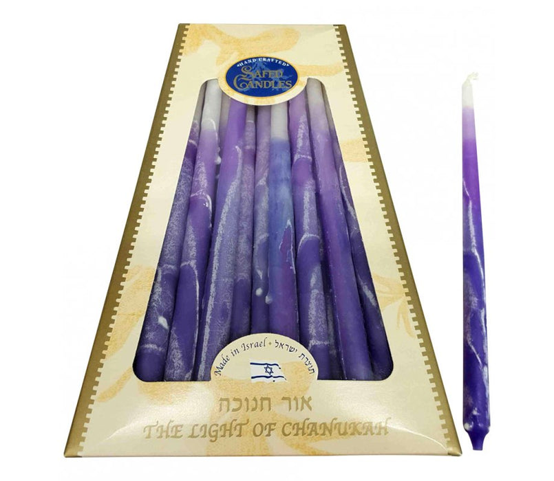 Handmade Decorative Dripless Hanukkah Candles - Purple ShadesHandmade Decorative Dripless Hanukkah Candles - Purple Shades