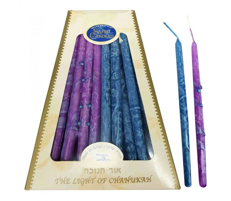 Handmade Dripless Decorative Hanukkah Candles - Purple and Blue MixHandmade Dripless Decorative Hanukkah Candles - Purple and Blue Mix