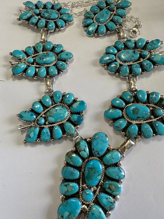 “Turquoise Tide” Navajo Blue Turquoise & Sterling Silver Necklace Signed