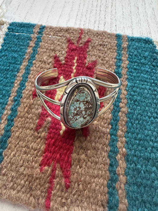 Navajo Golden Hills Turquoise And Sterling Silver Adjustable Cuff Bracelet