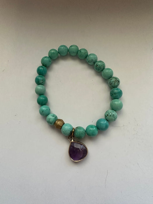 Handmade Beaded Stretch Turquoise Bracelet