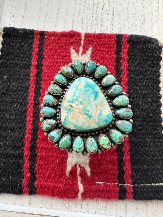 Navajo Sterling Silver & Turquoise Cuff Bracelet By B Yellowstone