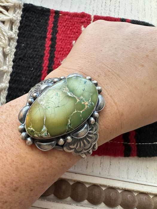 Navajo Sterling Silver & Royston Turquoise Cuff Bracelet By Mary Ann Spencer